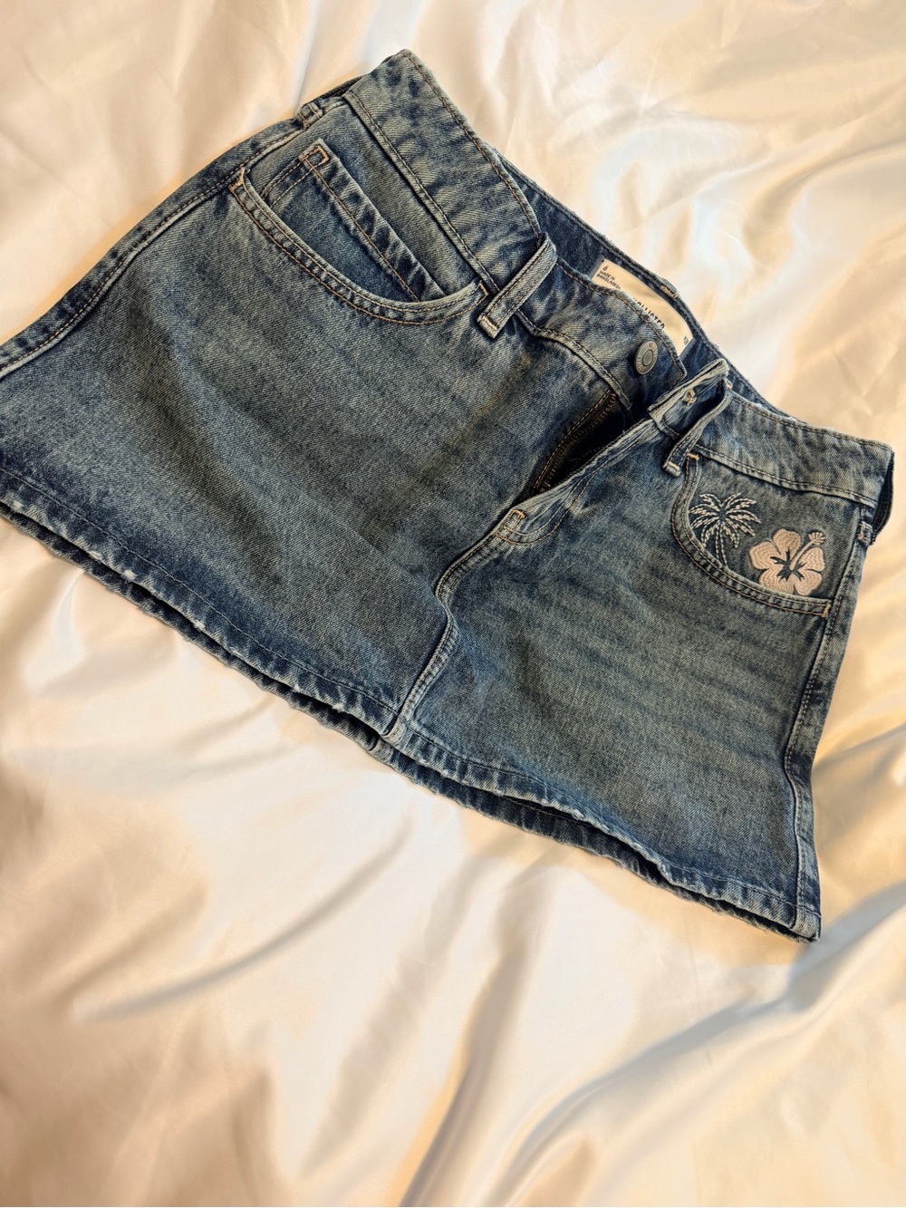 Hollister Light Blue Washed Denim Mini Skirt